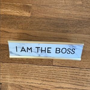 I Am The Boss Gold Marble Desk Sign